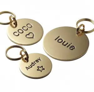 Customized Solid Brass Dogs Cats ID Tags, Personalized Pet Name Tags, Cat Dog Tags
