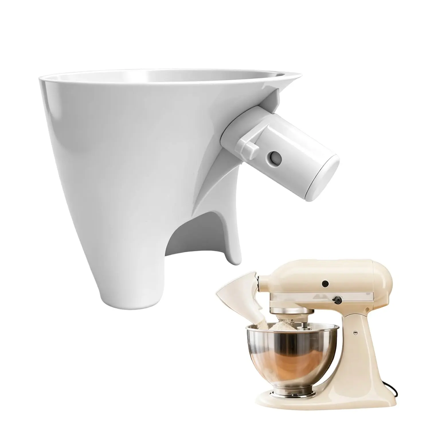 Flour Funnel for KitchenAid Mixer 4.5-5 Qt,Anti-Splash Attachment for Tilt-Head Stand Model, Dishwasher Safe,No-Mess Baking Tool, Easy Pour Accessory,Fits Kitchen Aid Flour Funnel