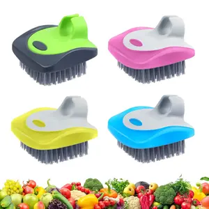 4 Pieces Vegetable Brush Potato Scrubber Brush Silicone Hard and Soft Side Fruit Cleaning Tools for Delicate or Tough-Skinned Vegetables
