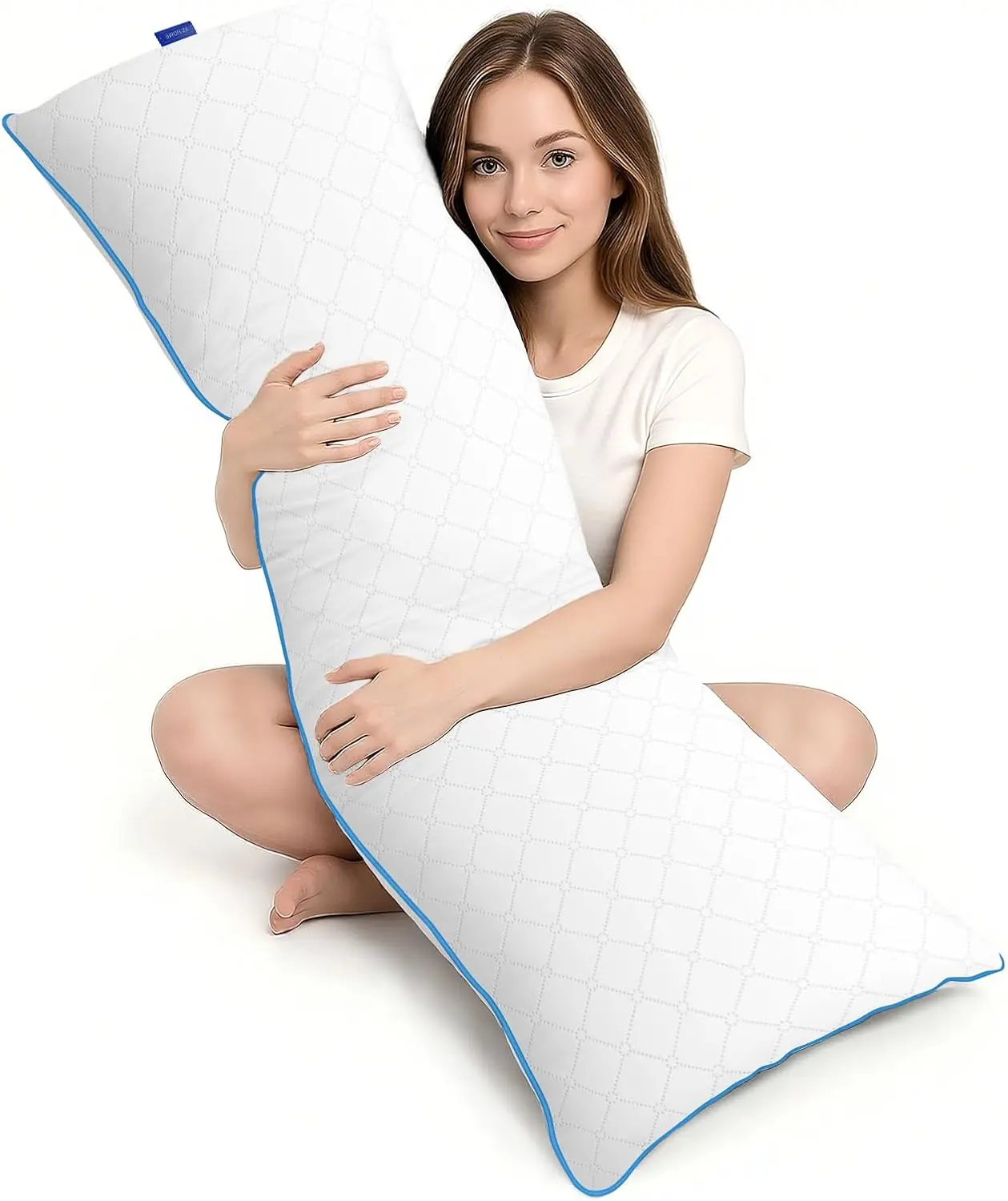 YZ HOME Long Body Pillow for Adults Firm Insert with Shredded White Memory Foam Adjustable Height Soft Support for Side Sleeping Pregnant Women Washable 20x54 Inch