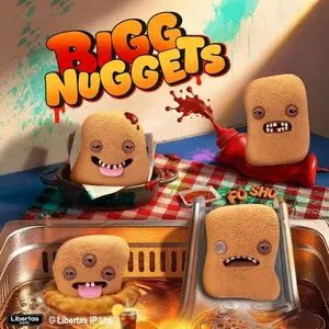 Fuggler Giant Fugg Nugget Plush Toy - Massive Ugly-Cute Chicken Nugget Stuffed Animal with Teeth, Funny Giant Food Plush Room Decor, Quirky Gag Gift for Teens & Adults