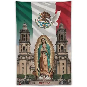 Virgin Mary Christmas Maria Tapestry Mexican Flag Wall Art Decor Tapestry Bedroom Living Room Dorm Home Wall Hanging Party Gift 40"x60"