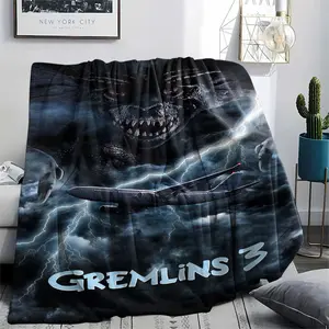 GREMLINS (32) Soft and Comfortable Flannel Blanket with Cartoon Design, Machine Washable Seasonal Throw for Home Living Room Napping Camping, Air Conditioner Blanket, Teen Room Holiday Decoration