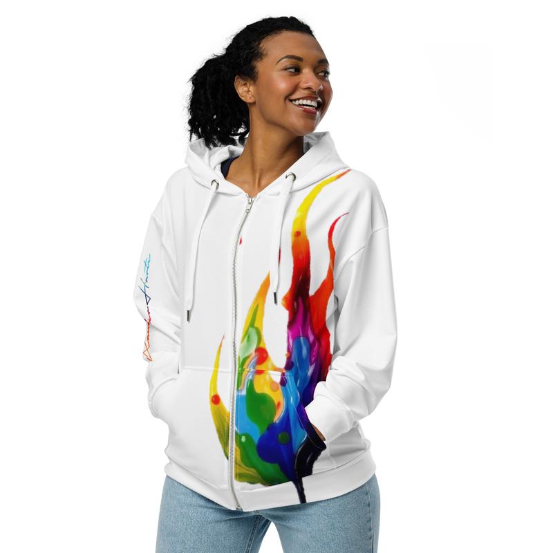 Xander Harte Abstract Flame Unisex Zip Hoodie - Casual Style for Men and Women - Man
