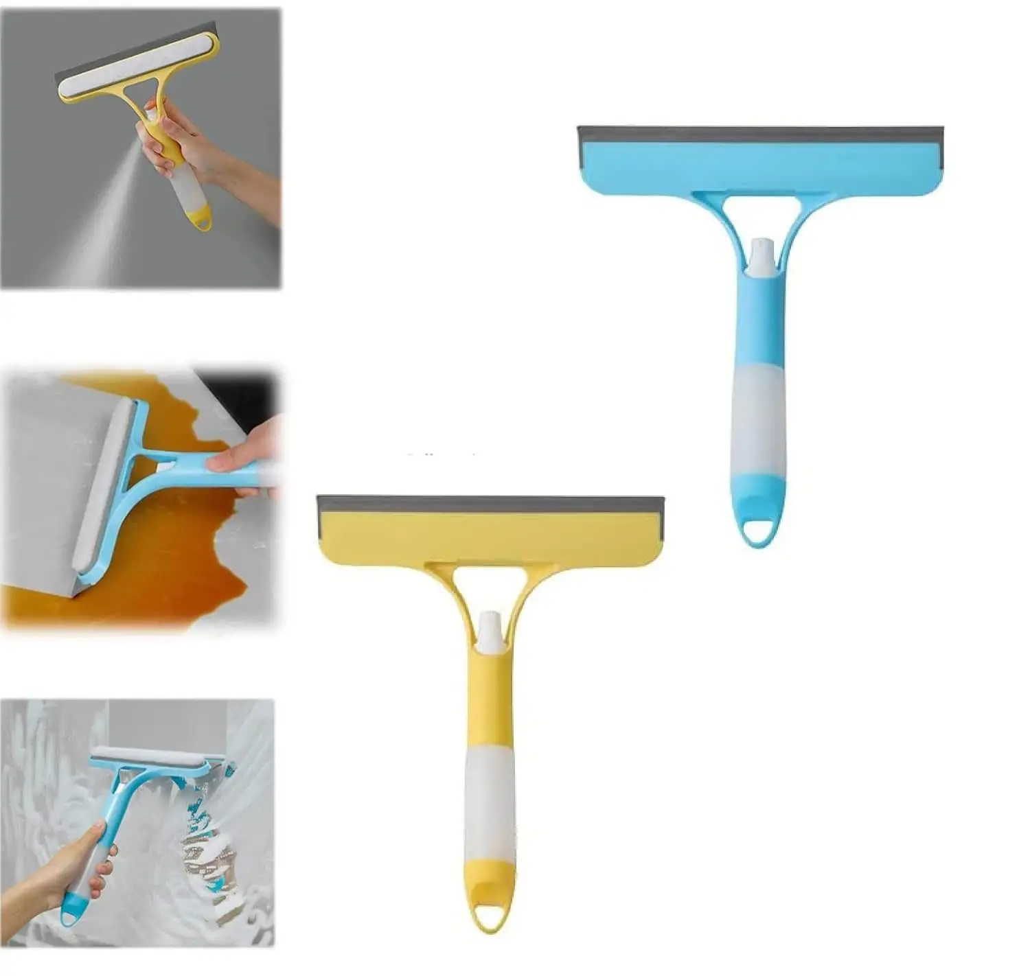 3-in-1 Glass Cleaner Squeegee with Sprayer - Streak-Free Window Cleaning Tool, 10-Inch Ergonomic Handle for Shower Doors, Mirrors & Household Surfaces