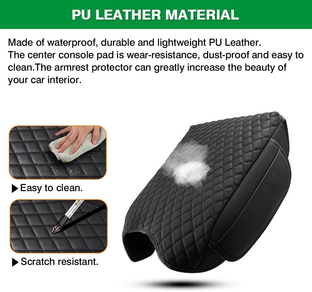 For Ford F150 2015-2020 Center Console Armrest Cover , High-Density Memory Foam & Soft Leather Armrest Pad with Built-in Storage, Anti-Slip Scratch-Resistant Car Interior Decor & Protector for F150 Truck