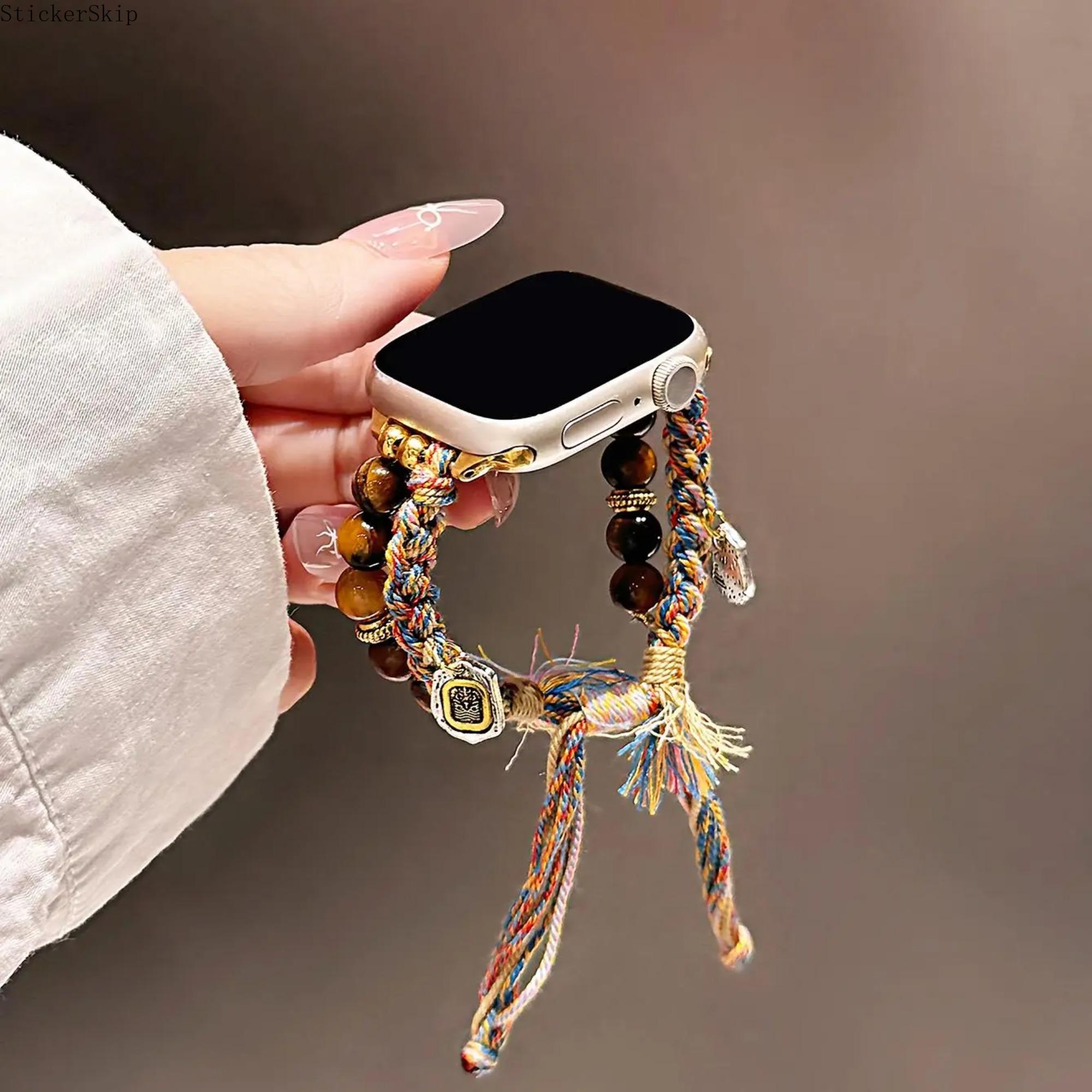 2026 NEW Fashionable Beaded Braided Watch Band, Fashion Comfortable Watch Band for Women & Men, Wearable Accessories Compatible with Apple Watch Series Smart Watch Straps