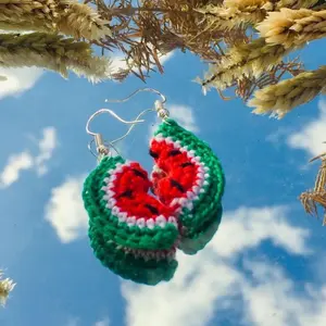 Handmade Watermelon Crochet Earrings for Women