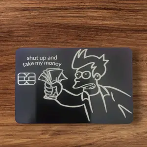 custom engraved aluminum card (shut up and take my money)