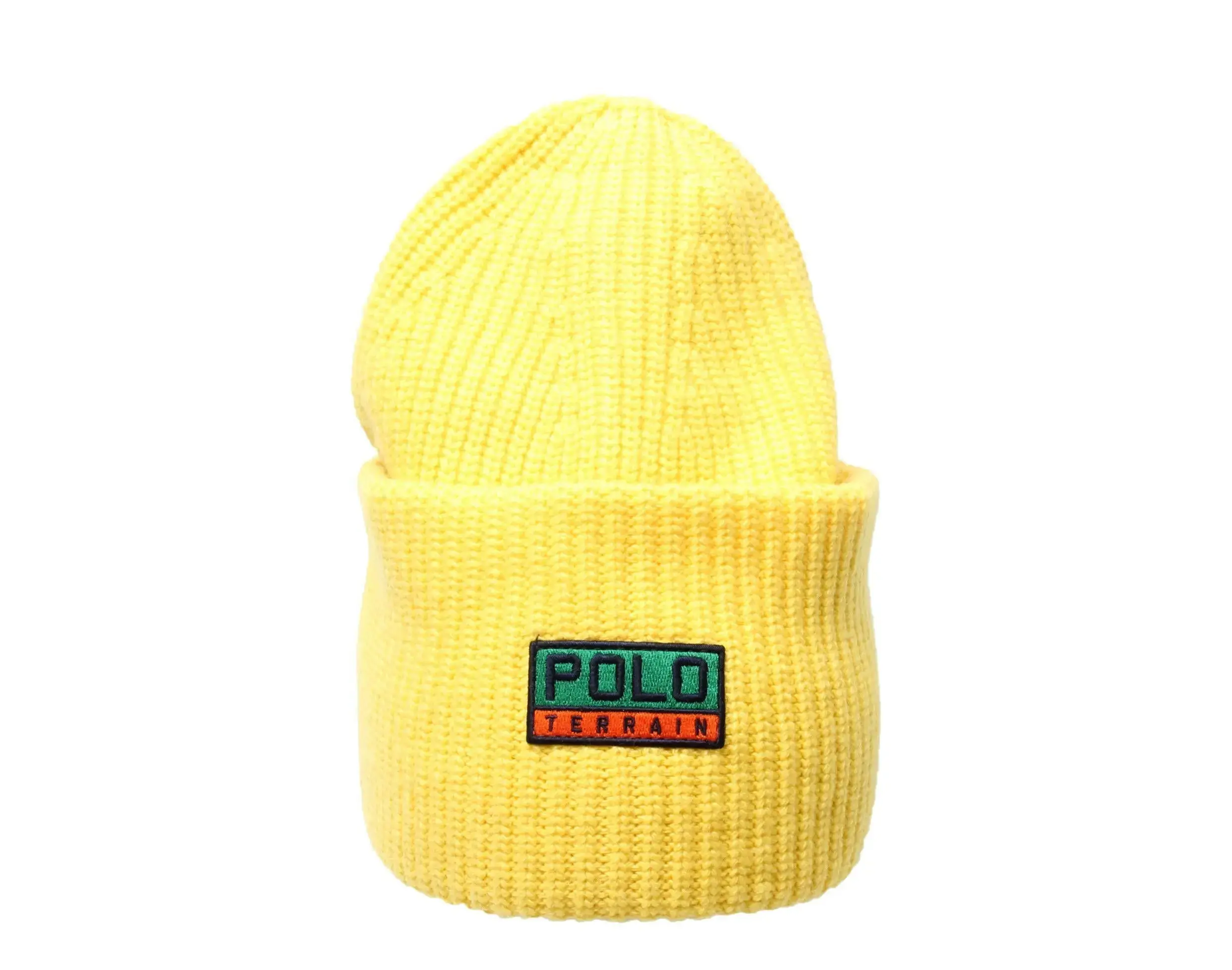 Polo Ralph Lauren Terrain Knit Cuffed Beanie Hat in Yellow | Cap
