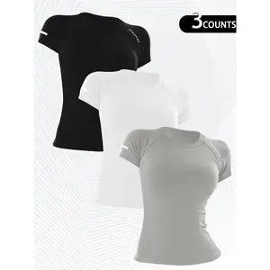 Sporty Women's Letter Print Raglan Short Sleeve Sports Tee, Athletics Sports Tee, Breathable Athletics Round Neck Short Sleeve T-shirt for Yoga Gym Workout Running, Ladies Sportswear for All Seasons