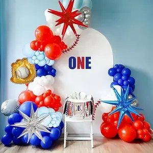 Baseball Balloons Arch Kit Red White Blue Balloon Garland Kit Glove Sports Globos Rookie Birthday Decorations Gender Reveal Ball Backdrop For foot ball Party Supplies