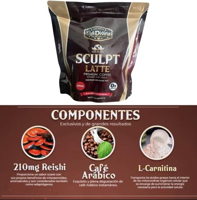Scuplt Latte Premium Coffee Infused with Reishi 210g Sweetened with Monk Fruit Beverage Perfume No Sugar Added