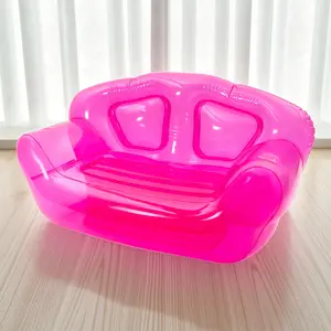 CNCEST 2-Person Inflatable Sofa Heavy Duty PVC Air Couch w/3 Valves (400lb Capacity) for Camping/Indoors (Red, 71" Long)