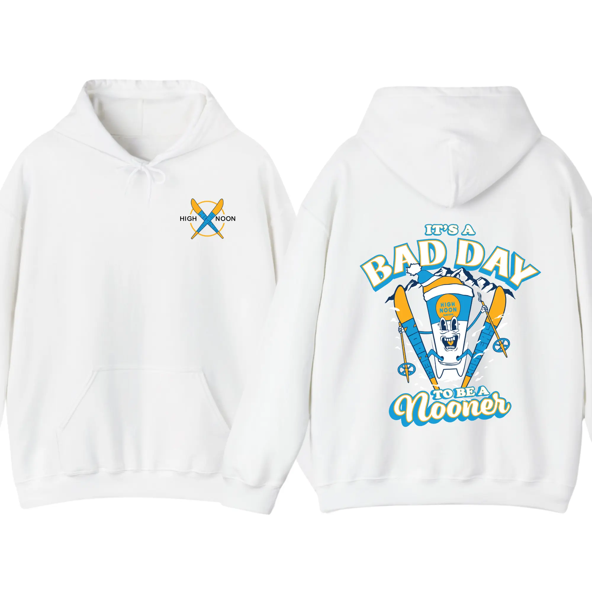 High Noon Ski Hoodie – Funny Skeleton Snowboarding Graphic Pullover, Winter Sports Vintage Streetwear Hooded Sweatshirt, Outdoor Adventure Unisex Menswear Womenswear Gift, Cozy High Noon Fan Hoodie
