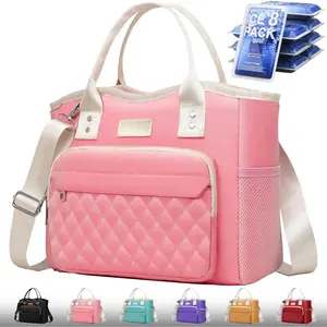 Lunch Bag Women Insulated Lunch Box for Adults - Leakproof Large Purse Lunch Tote Bags for Women with Adjustable  Strap Zipper Side Pockets for Work