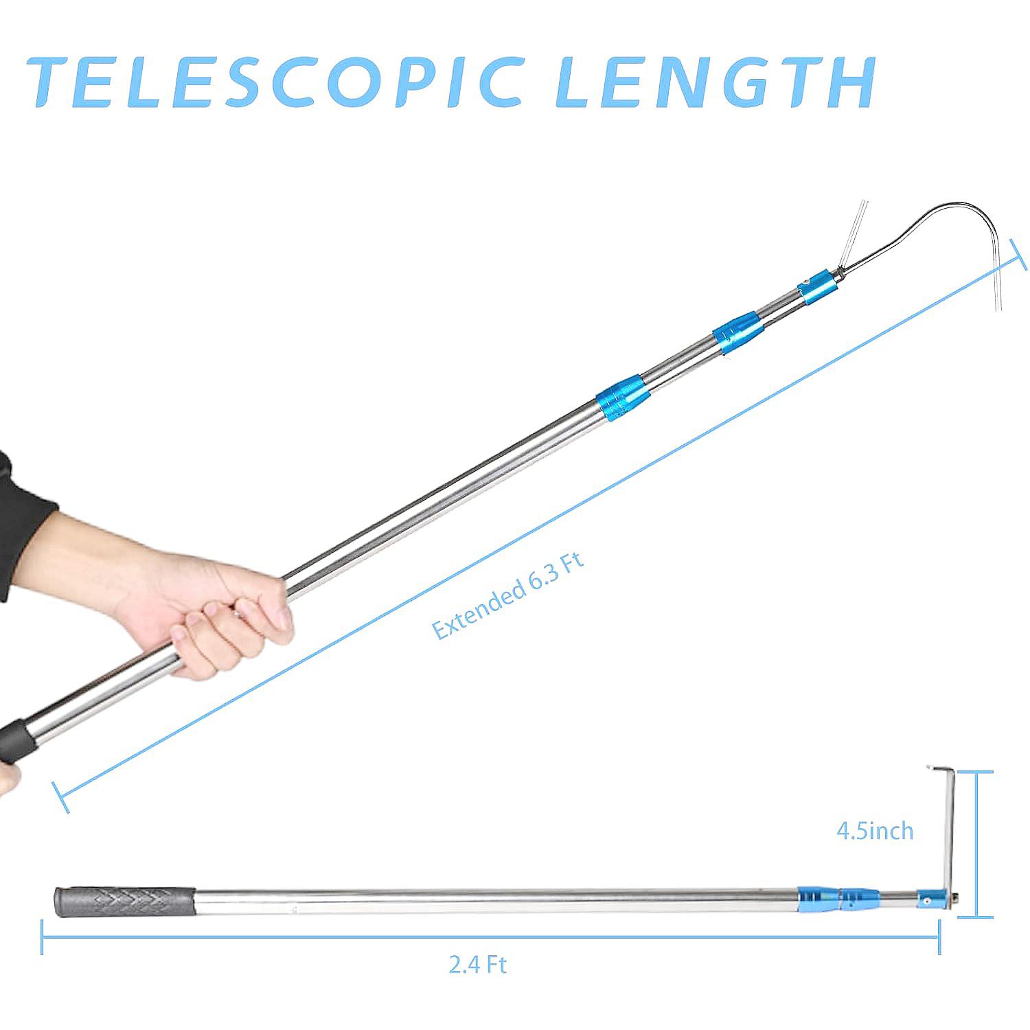 6.3 Ft Truck Cargo Grabber Reach Retriever Tool with Two Hooks, Pickup Truck Bed Heavy Duty Truck Accessories Telescoping Pole 6.3 Ft Truck Cargo Grabber Reach Retriever Tool with Two Hooks, Pickup Truck Bed Heavy Duty Truck Accessories Telescoping Pole