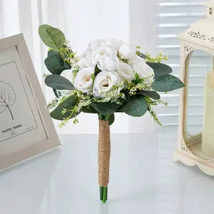 Bride Bridesmaids Handheld Flower Bouquet, Outdoor Wedding Decoration, Realistic Artificial Flowers, Photography Props, Event Decor