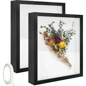 2 Pack 11 x 14in Shadow Box Frame Shadow Boxes Display Cases  Picture Frame Shadow Boxes Display Cases with Adhesive Tape for  Items Wedding Memories Awards Medals Tickets and Photos(Black)