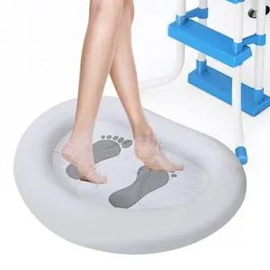 Inflatable Pool Foot Bath Basin for Above Ground Swimming Pools Hot Tub Spas Blue Durable PVC Portable Foot Soaking Wash Basin with Ladder Entry Function