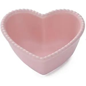 Ceramic Heart-Shaped Pudding Bowl - Dessert & Souffle Ramekin (/White)