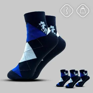 Dress Ankle Socks – Navy Argyle (Pack of 3 Pairs)