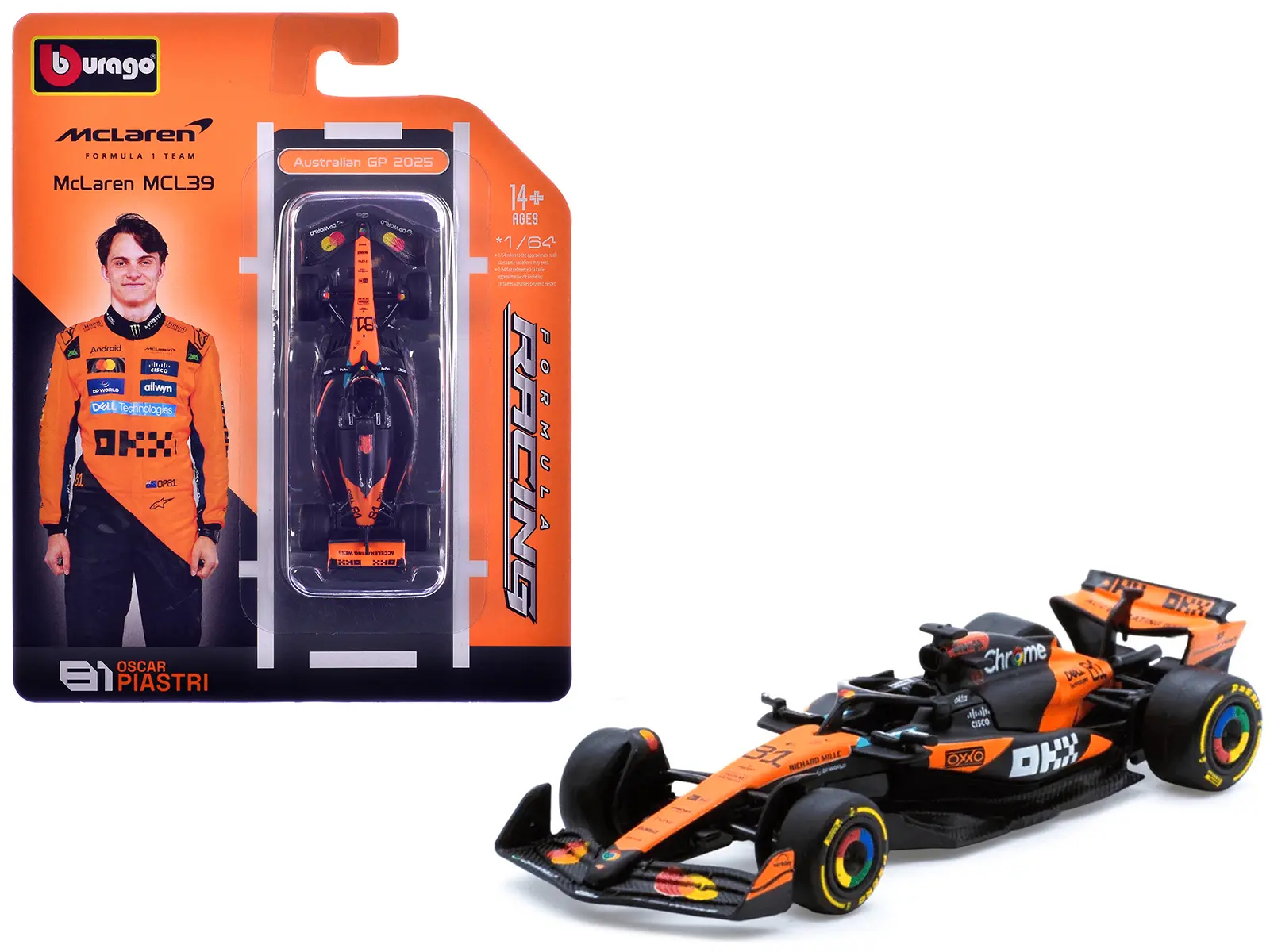 McLaren MCL39 #81 Oscar Piastri Formula One F1 "Australian GP" (2025) "Formula Racing" 1/64 Diecast Model Car by Bburago