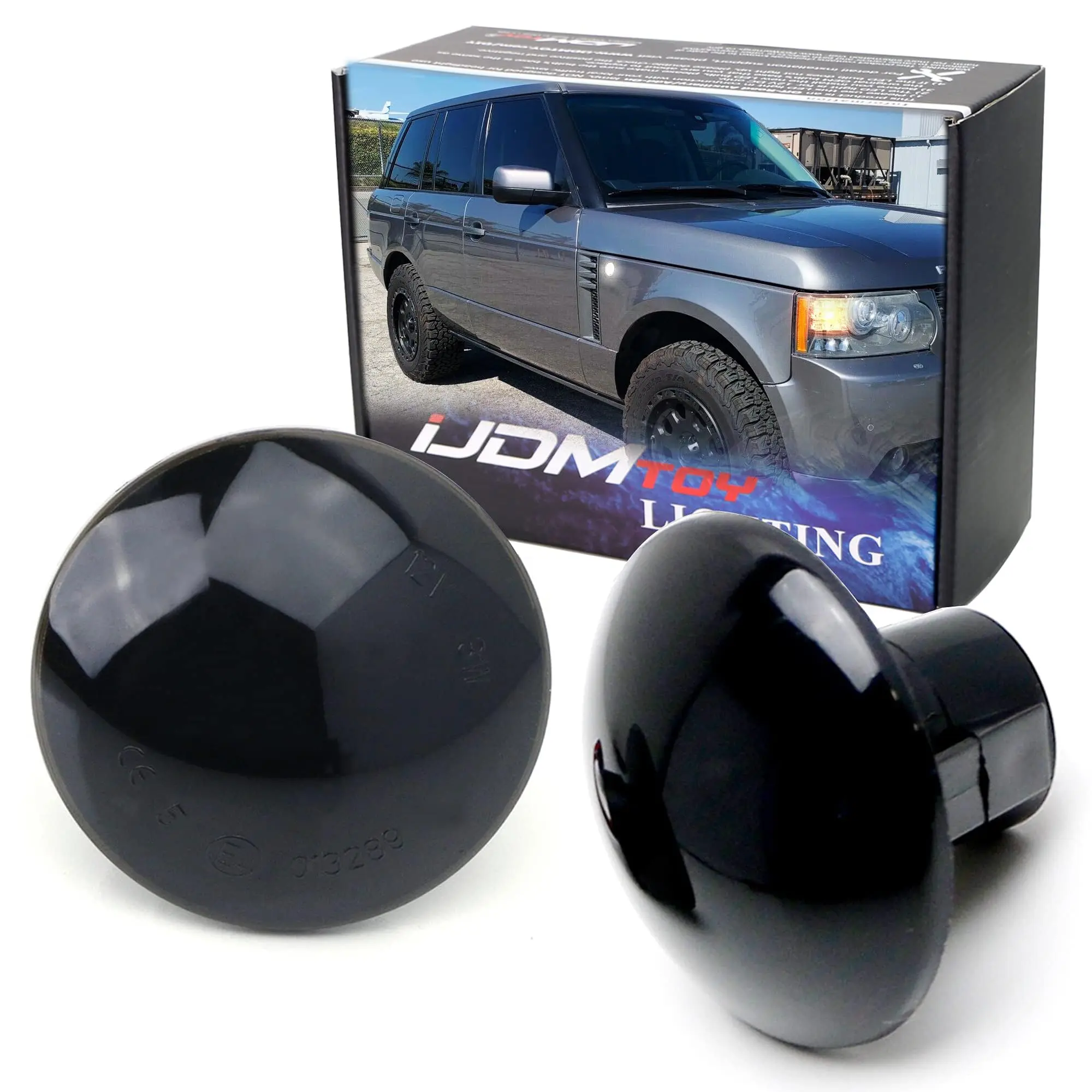 iJDMTOY Smoked Lens White Full LED Front Side Marker Blinker Light Kit For 2003-2012 Land Rover Range Rover L322, Powered by 12-SMD LED