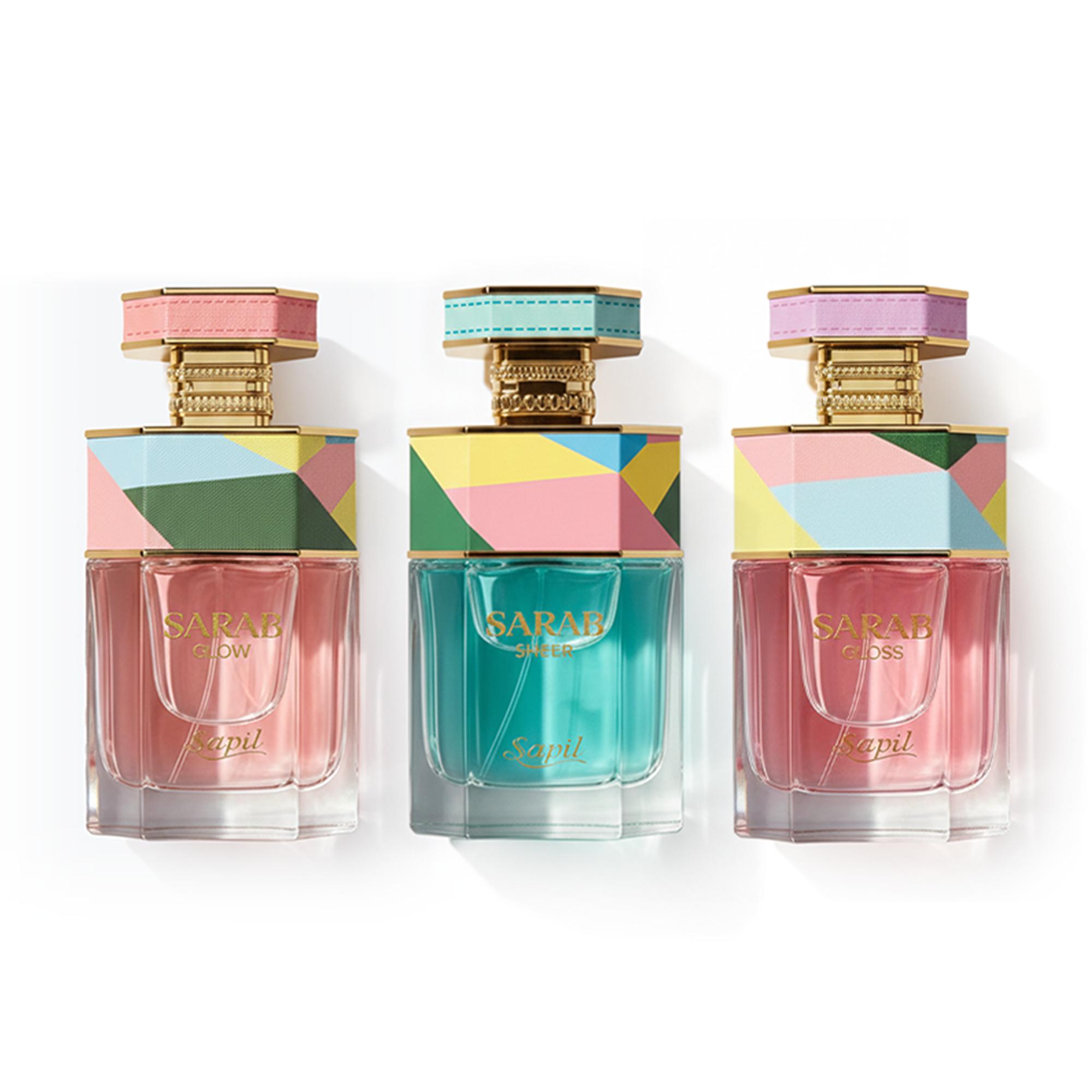 Sapil Mirage Women Perfume Set – Sarab Sheer, Glow & Gloss – Long Lasting Floral Fruity Fragrance Bundle – Soft, Elegant Mood Collection