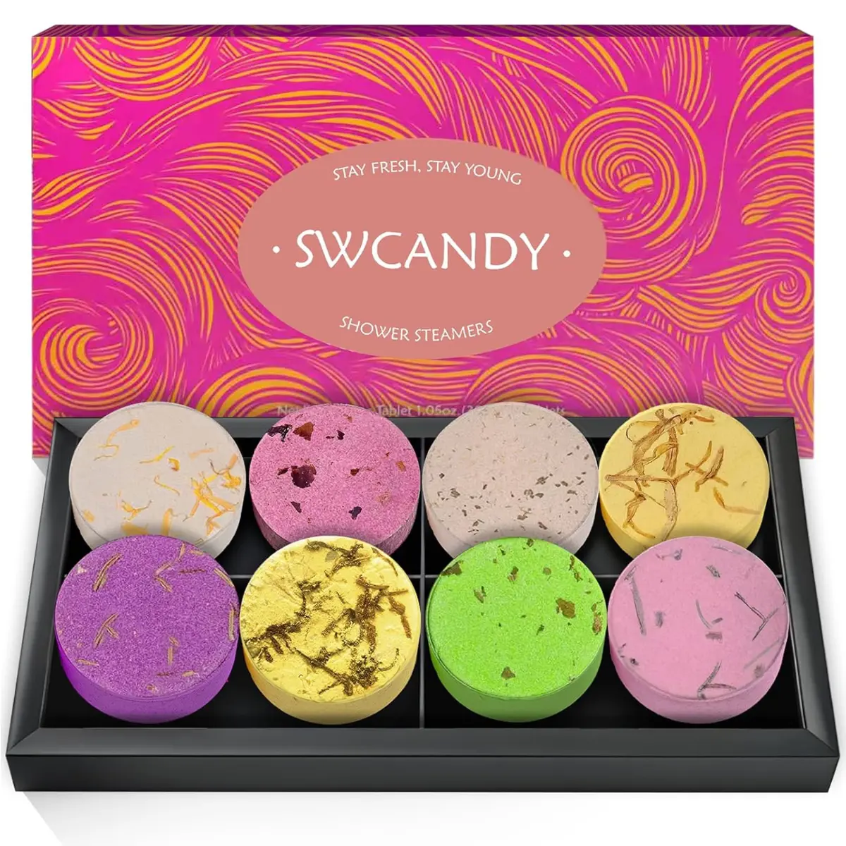 SWCANDY Shower Steamers Aromatherapy Teen Girl Gifts Trendy Stuff Travel Essentials for Women 8 Pcs Natural Essential Oils, Stress Relief Relaxation Home Spa Experience