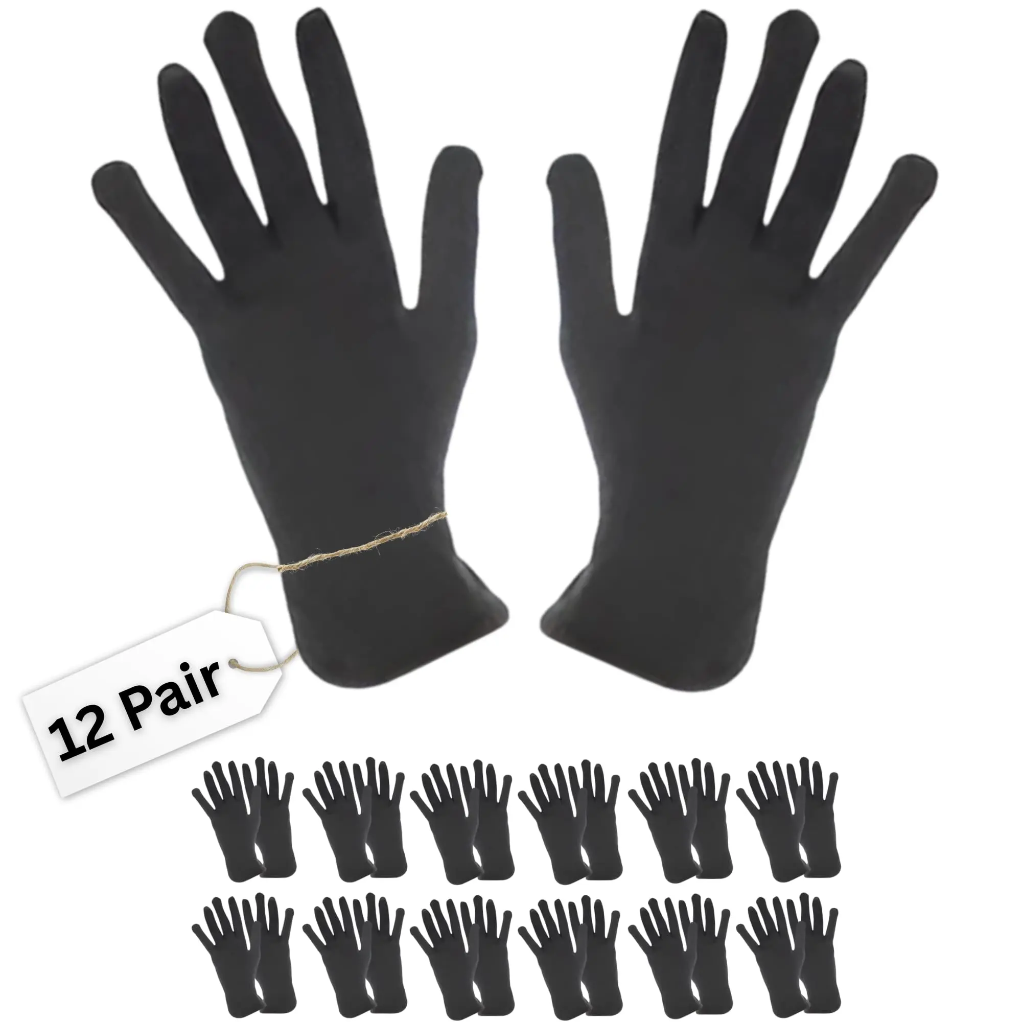 Bando 12-Pair Wrist Length 100% Cotton Gloves, White/Black/Pink – Marching Band, Costume & Formal Use