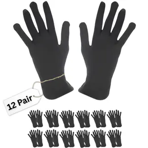 Bando 12-Pair Wrist Length 100% Cotton Gloves, White/Black/Pink – Marching Band, Costume & Formal Use