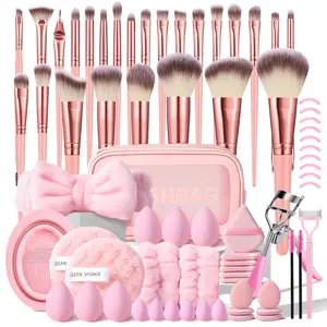 Multifunctional Cosmetic Tool Kit 70Pcs Face Makeup Brushes Set, 25Pcs Premium Foundation Powder Concealers Eye Shadows Blush with Washbag, Eye Beauty Tools, Cleaning Brush, Makeup Sponges, Headband, Wristbands, Makeup Products, Facial Makeup Kit