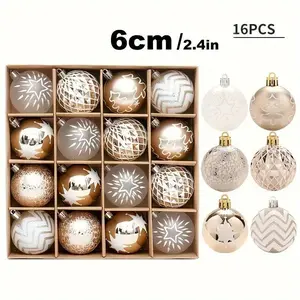 16-Piece/Set Christmas Ball Ornaments Set, 6cm Hanging Balls for Tree Decoration, Home Holiday Decorations, Perfect Gift for Family Gatherings
