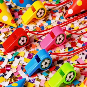 24 Football Whistles with Lanyard, Clear Loud Cheer Whistle, Sports Event Referee Use, Soccer Party Carnival Gift Bag Filler Toy