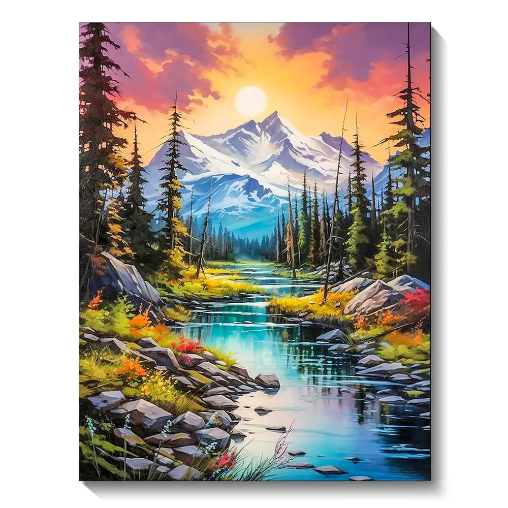 1Pc 5D Full Round Diamond Painting Hobbies Kit Adults, Mountain Landscape DIY Wall Decoration, Perfect Gift for Adults & Friends, 30x40cm/11.81x15.75inch Beginner-Friendly Needlework Toy, Bedroom