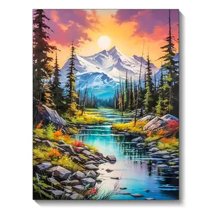 1Pc 5D Diamond Painting Set Landscape Mountain Series 5D DIY Full Round Diamond Art Wall Decoration Gift Suitable for Adult Beginners 30x40cm /11.81x15.75inch