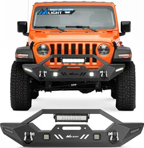 Nilight Front Bumper Compatible for 2007-2018 Wrangler JK/JKU 2018-2025 JL/JLU 2020-2025 Gladiator JT with 72W LED Bar 2 x 18W Pod 2X 18W Single Row Winch Plate