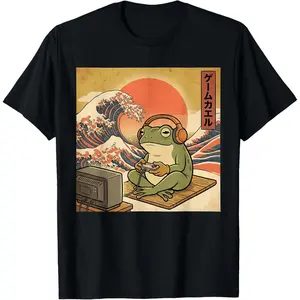 Gaming Frog Art Ukiyo-e Japanese Gamer Anime Men Women T-Shirt