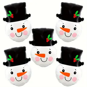 24 Inch Snowman Balloon Christmas Decoration Head Aluminum Foil Theme Party Birthday Supplies Set 5pcs