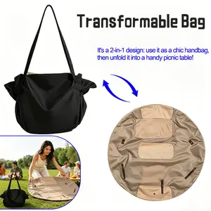 New shopping bag, outdoor picnic bag, tote bag, multipurpose magic bag for women, multifunctional versatile bag, convertible picnic tote, 2-in-1 large-capacity shoulder  waterproof bag，trval bag