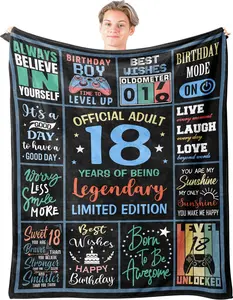 18th Birthday Gifts for Boys Blanket 60"x50", 18 Year Old Boy Birthday Gifts, Cool Birthday Gifts for 18 Year Old Boys, 18 Year Old Boy Gifts, 18th Birthday Decorations, 18 Birthday Gift Ideas