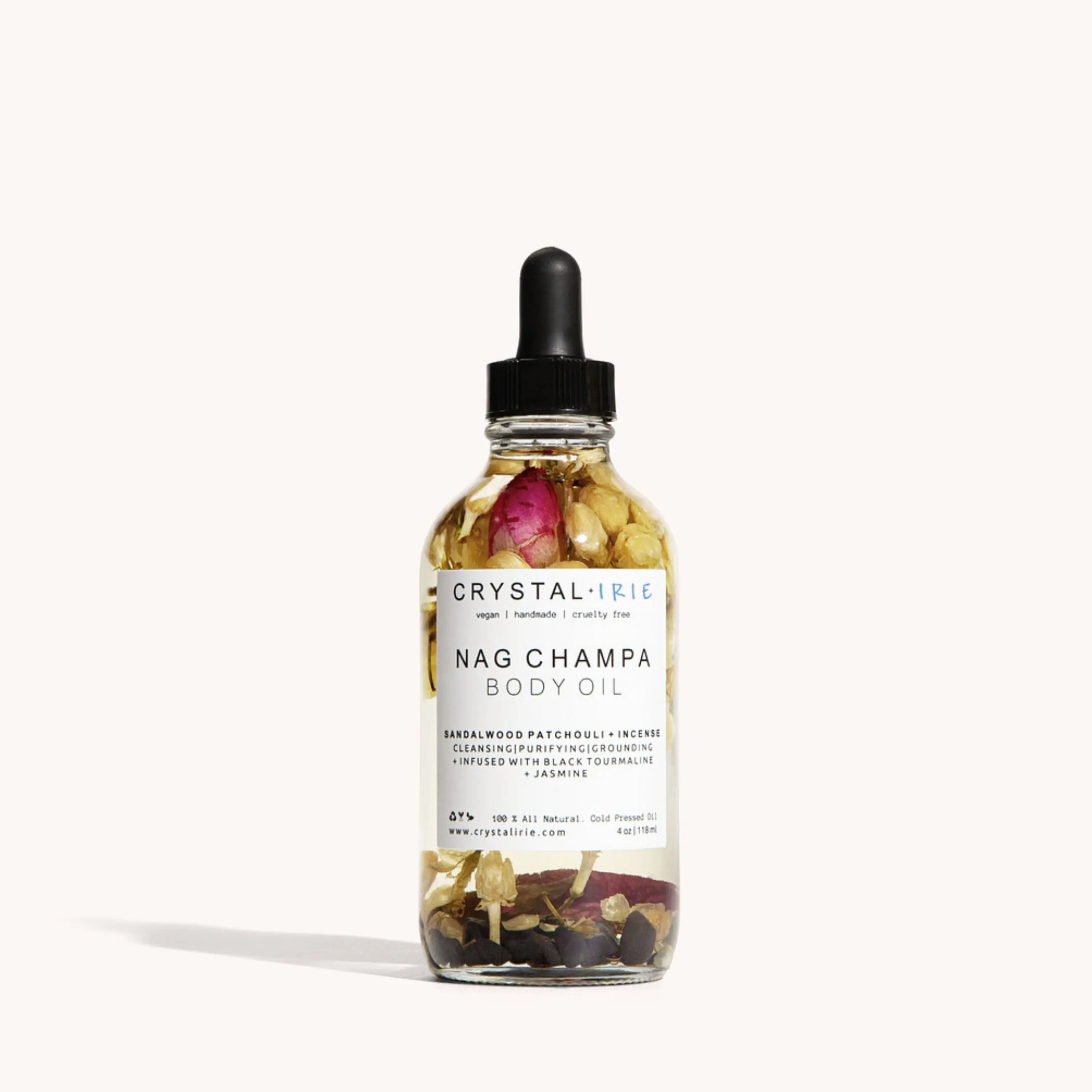 Nag Champa Body Oil | Crystal Infused Dry Body Oil by Crystal Irie