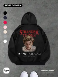 Stranger Things Eleven Graphic Hoodie, Loose Fit Casual Pullover with Pocket, Fall & Winter Home Wear, Daily Wear