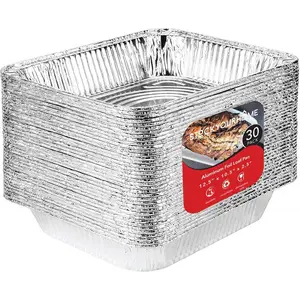 Aluminum Pans 9x13 Disposable Foil Pans (30 Pack) - Half Size Steam Table Deep Trays - Tin Foil Pans for Cooking, Heating, Storing, Prepping Food