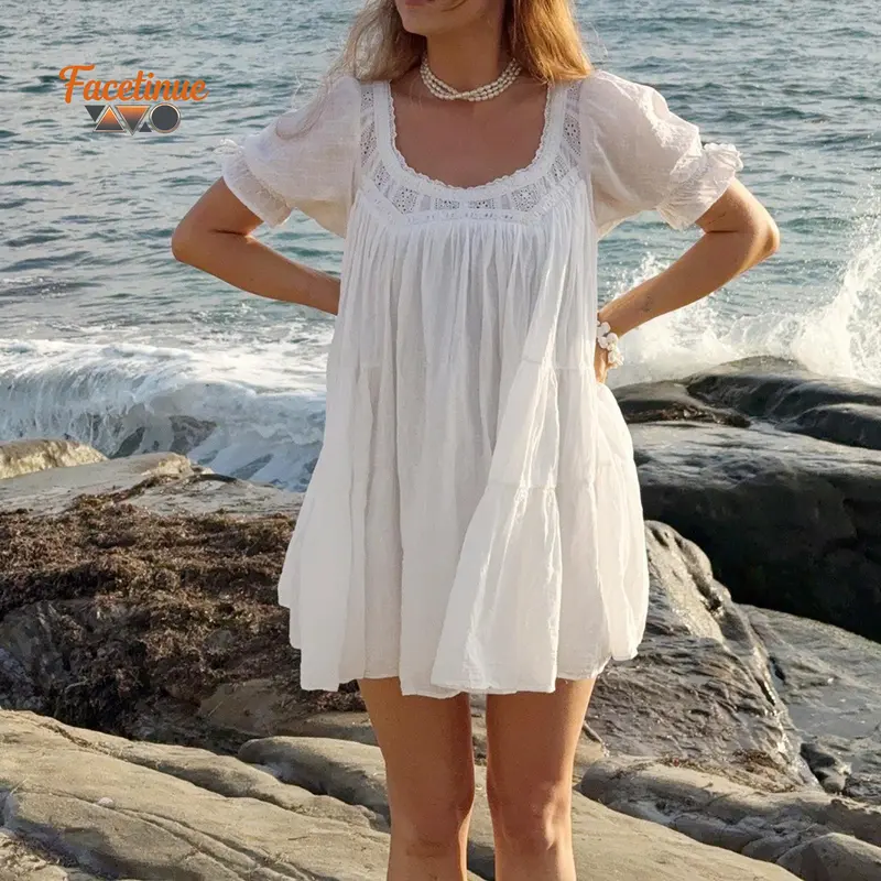 chinese dress ladies Lace Chiffon Short White Wedding Dress with Loose Sleeves – loveangeldress