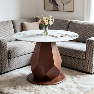 44.88-inch white round dining table, suitable for 2-6 people, with a marble-patterned glass top and MDF diamond-shaped base. Suitable for family gatherings, office use, and everyday use (table only).