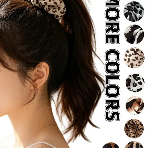 Leopard Pattern Hair Scrunchies, Hair Ties, Casual Versatile Hair Accessories for Women, Fashionable Hair Accessories, Minimalist Headwear Suitable for Thick Hair, Fashion Hair Accessories for Party, Ponytail Hairstyle, Tie Up Back