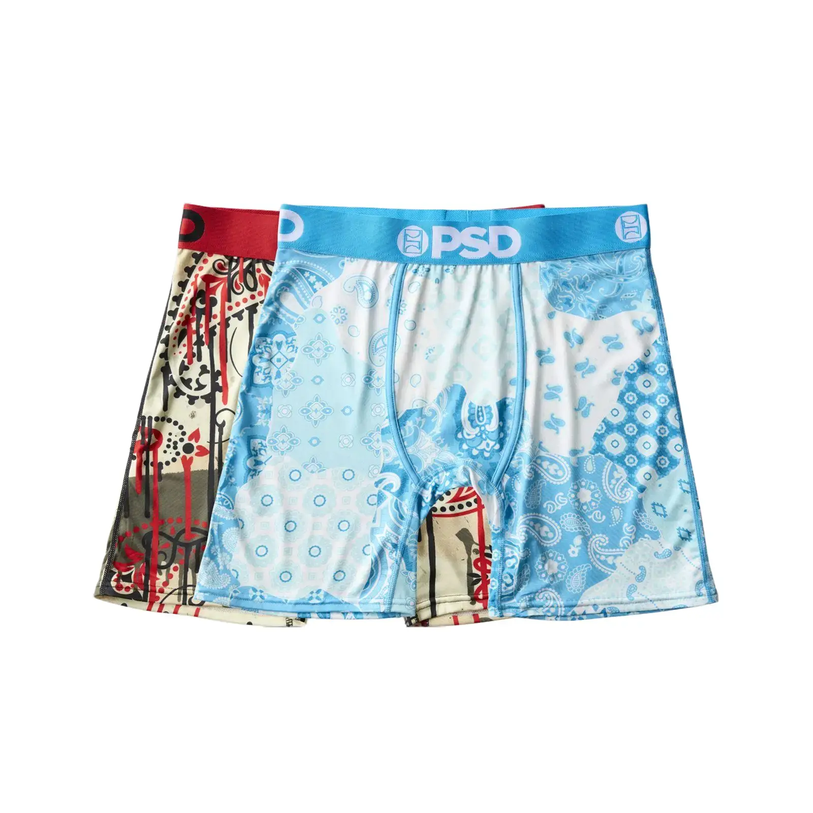 PSD Mens Paisley Blaze Boxer Brief 2 Pack - Standard Length 7 Inch Inseam, Soft and Breathable Poly Blend Fabric PSD Mens Paisley Blaze Boxer Brief 2 Pack - Standard Length 7 Inch Inseam, Soft and Breathable Poly Blend Fabric