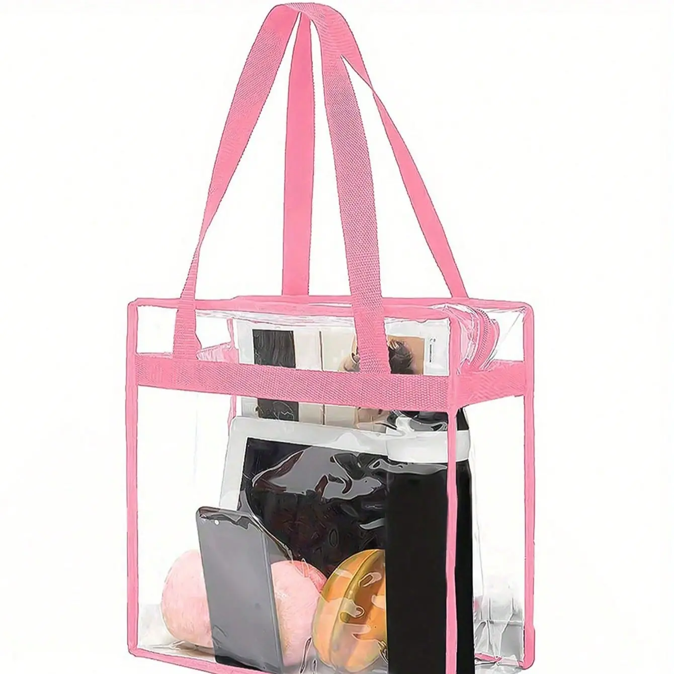 Large Capacity Transparent Handbag, Waterproof PVC Shoulder Bag, Zipper Closure, Summer Beach Bag, Travel, Sports, School, Gym, Home Use, Multifunctional Sports Bag, Training Bag, Sports Fitness Bag, Gym Workout Bag